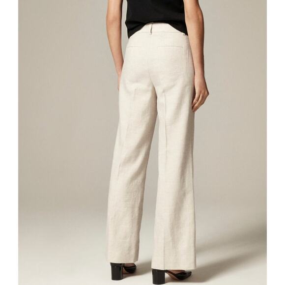J.Crew Carolina Flare Pant in Stretch Linen Blend Flax Ivory Size 4 NWT - Picture 4 of 9